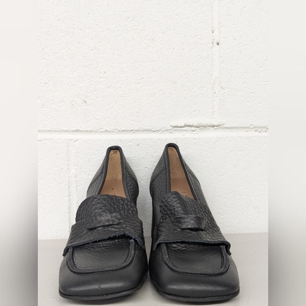 NEW Aquatalia  Carlina Block heel black leather pumps size 9 Square Toe textured - Picture 2 of 8